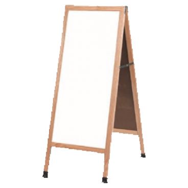 Aarco A-35 42" x 18" Oak A-Frame Sign Board with White Marker Board