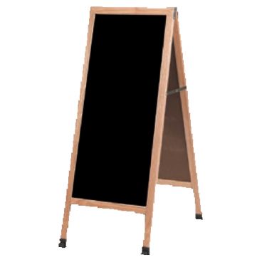 Aarco A-3P 42" x 18" Oak A-Frame Sign Board with Black Write-On Acrylic Marker Board