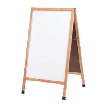 Aarco A-5 42" x 24" Oak A-Frame Sign Board with White Marker Board