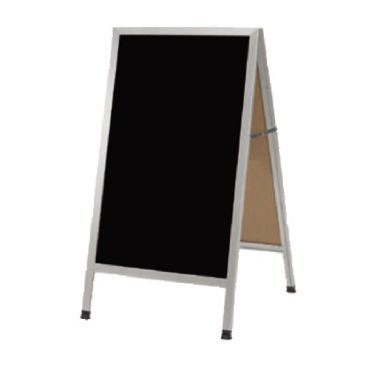 Aarco AA-11 42" x 24" Aluminum A-Frame Sign Board with Black Marker Board