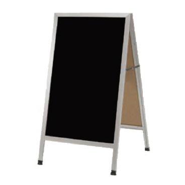 Aarco AA-1BP 42" x 24" Aluminum A-Frame Sign Board with Black Write-On Acrylic Marker Board