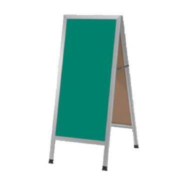 Aarco AA-311SG 42" x 18" Aluminum A-Frame Sign Board with Green Write-On Porcelain Chalk Board