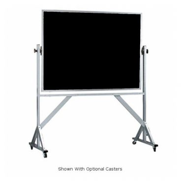 Aarco ARC4872B 48" x 72" Reversible Free Standing Black Composition Chalkboard with Satin Anodized Aluminum Frame