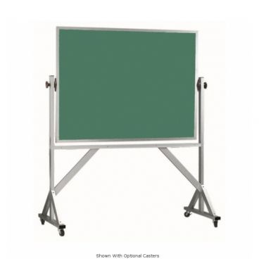 Aarco ARS4260G 42" x 60" Reversible Free Standing Green Porcelain Chalkboard with Satin Anodized Aluminum Frame