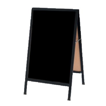 Aarco BA-1BP 42" x 24" Black Aluminum A-Frame Sign Board with Black Write-On Acrylic Marker Board