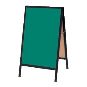 Aarco BA-1G 42" x 24" Black Aluminum A-Frame Sign Board with Green Write-On Chalk Board