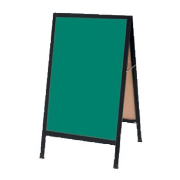 Aarco BA-1SG 42" x 24" Black Aluminum A-Frame Sign Board with Green Write-On Porcelain Chalk Board