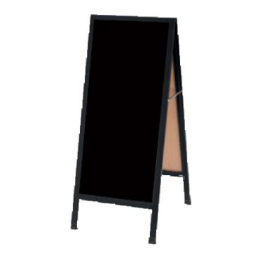 Aarco BA-3BP 42" x 18" Black Aluminum A-Frame Sign Board with Black Write-On Acrylic Marker Board