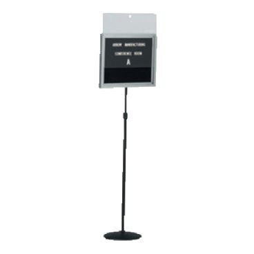 Aarco CMD1418 36" - 66" Black Adjustable Aluminum Single Pedestal Stand with 14" x 18" Black Felt Board, 3/4" Letters, and Lift Off Cover