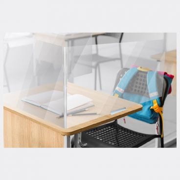Aarco EUSS303636-3 Clear 30" High x 36" Wide x 36" Deep 3 mm Thick Acrylic Extended "U" Shaped Desk Top Spread Protection Shield