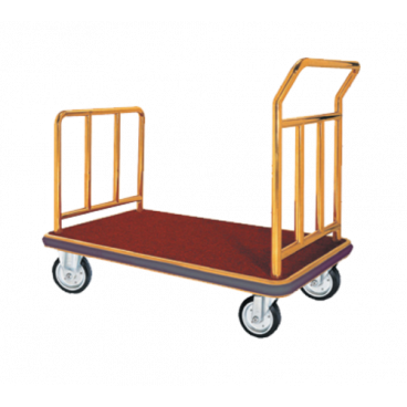 Aarco FB-1B Stainless Steel Brass Finish Luggage Cart - 42" x 24" x 36"