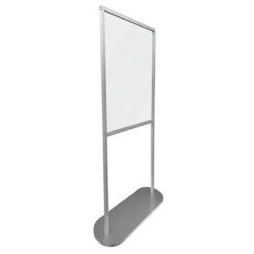 Aarco GBT7230 Acrylic Window 72" High x 30" Wide Floor-Standing Go Between Protection Shield With Aluminum Tubing And Oval Flat Steel Base