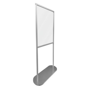 Aarco GBT7230 Acrylic Window 72" High x 30" Wide Floor-Standing Go Between Protection Shield With Aluminum Tubing And Oval Flat Steel Base