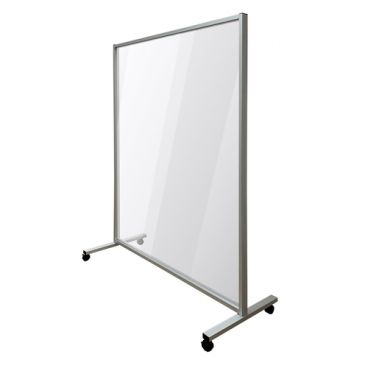 Aarco HAW7248 Acrylic Window 72" High x 48" Wide Heavyweight Mobile Stand By Me II "The Germ Barrier" Protection Shield With Aluminum Tubing And 4 Swivel Casters