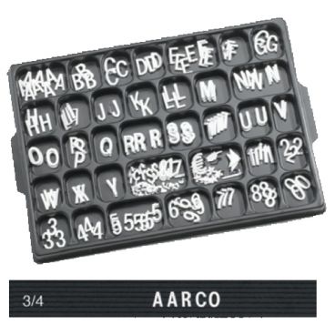 Aarco HF.75 3/4" Helvetica Universal Single Tab Letter and Number Set - 165 Characters