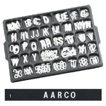 Aarco HF1.0 1" Helvetica Universal Single Tab Letter and Number Set - 165 Characters