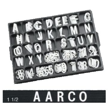 Aarco HF1.5 1 1/2" Helvetica Universal Single Tab Letter and Number Set - 138 Characters