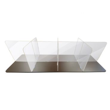 Aarco HSS247230 Clear 24" High x 72" Wide x 30" Deep 5 mm Thick Acrylic "H" Shaped Table Top Spread Protection Shield