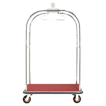 Aarco LC-3S-4P Rectangular Stainless Steel Satin Finish Luggage Cart with Clothing Rail - 45" x 26 1/4" Platform