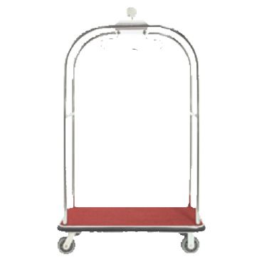 Aarco LC-3S Rectangular Stainless Steel Satin Finish Luggage Cart with Clothing Rail - 45" x 26 1/4" Platform