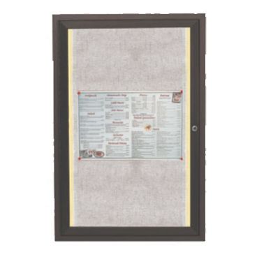 Aarco LODCC2418RBA 24" x 18" Bronze Finish Enclosed Aluminum Indoor / Outdoor Bulletin Board With LED Lighting