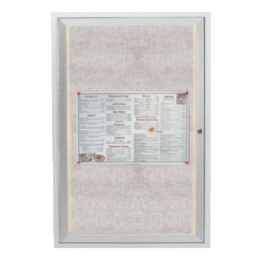 Aarco LODCC3624R 36" x 24" Silver Enclosed Aluminum Indoor / Outdoor Bulletin Board with LED Lighting