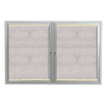 Aarco LODCC3648R 36" x 48" Silver Enclosed Aluminum Indoor / Outdoor Bulletin Board with LED Lighting
