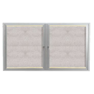 Aarco LODCC3660R 36" x 60" Silver Enclosed Aluminum Indoor / Outdoor Bulletin Board with LED Lighting