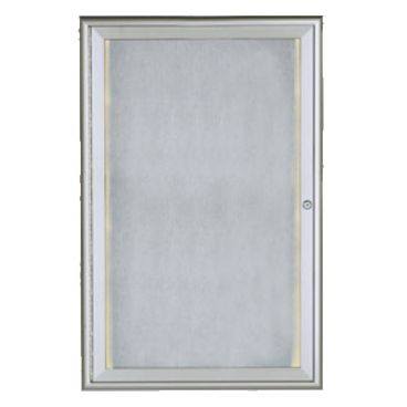 Aarco LOWFC3624 36" x 24" Silver Enclosed Aluminum Indoor / Outdoor Bulletin Board with Waterfall Style Frame and LED Lighting