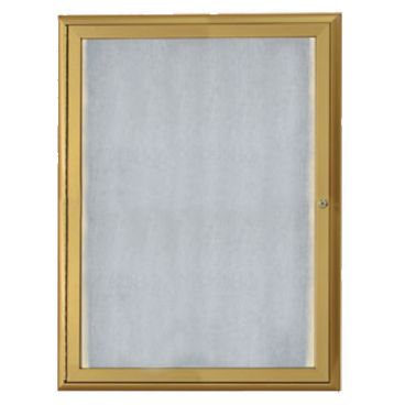 Aarco LOWFC3624G 36" x 24" Gold Enclosed Aluminum Indoor / Outdoor Bulletin Board with Waterfall Style Frame and LED Lighting