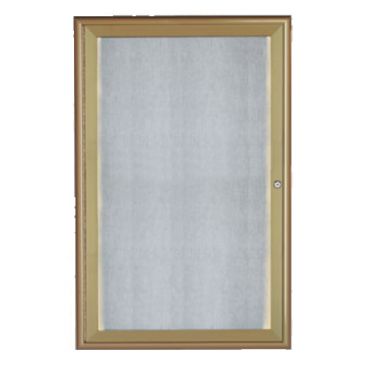 Aarco LOWFC3624LB 36" x 24" Antique Brass Enclosed Aluminum Indoor / Outdoor Bulletin Board with Waterfall Style Frame and LED Lighting