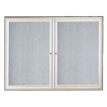Aarco LOWFC3648 36" x 48" Silver Enclosed Aluminum Indoor / Outdoor Bulletin Board with Waterfall Style Frame and LED Lighting