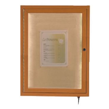 Aarco LWL2418O 24" x 18" Oak Finish Lighted Bulletin Board Cabinet