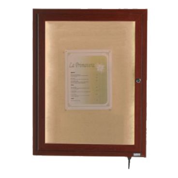 Aarco LWL2418W 24" x 18" Walnut Finish Lighted Bulletin Board Cabinet
