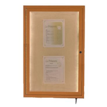 Aarco LWL3624O 36" x 24" Oak Finish Lighted Bulletin Board Cabinet