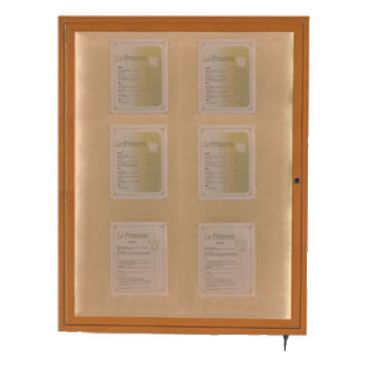 Aarco LWL4836O 48" x 36" Oak Finish Lighted Bulletin Board Cabinet