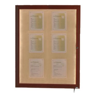 Aarco LWL4836W 48" x 36" Walnut Finish Lighted Bulletin Board Cabinet