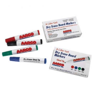 Aarco M-4 Dry Erase Markers In Red, Blue, Green, And Black