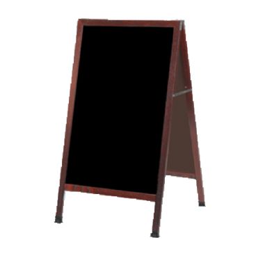 Aarco MA-11 42" x 24" Cherry A-Frame Sign Board with Black Marker Board