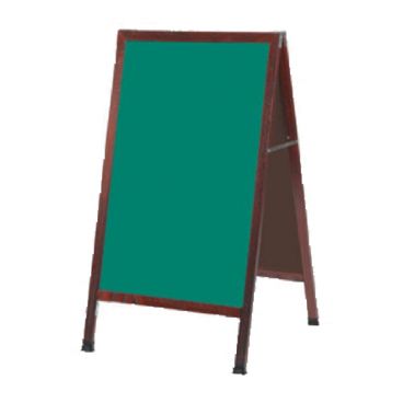 Aarco MA-1G 42" x 24" Cherry A-Frame Sign Board with Green Write-On Chalk Board