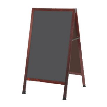 Aarco MA-1SS 42" x 24" Cherry A-Frame Sign Board with Slate Gray Write-On Porcelain Chalk Board