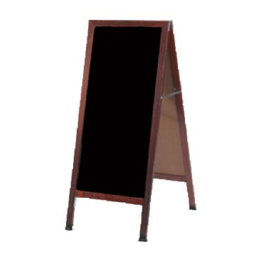 Aarco MA-311 42" x 18" Cherry A-Frame Sign Board with Black Marker Board