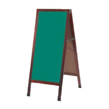 Aarco MA-311SG 42" x 18" Cherry A-Frame Sign Board with Green Write-On Porcelain Chalk Board