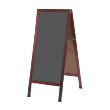 Aarco MA-35SS 42" x 18" Cherry A-Frame Sign Board with Slate Gray Write-On Porcelain Chalk Board