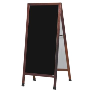 Aarco MLA11 68" x 30" Cherry A-Frame Sign Board with Black Write-On Melamine Marker Board