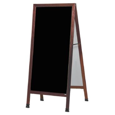 Aarco MLA1P 68" x 30" Cherry A-Frame Sign Board with Black Write-On Acrylic Marker Board