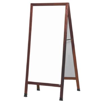 Aarco MLA5 68" x 30" Cherry A-Frame Sign Board with White Write-On Melamine Marker Board