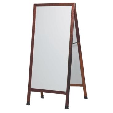 Aarco MLA5SW 68" x 30" Cherry A-Frame Sign Board with White Write-On Porcelain Marker Board
