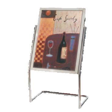 Aarco P-15C Chrome 25" x 48" Double Pedestal Poster Stand