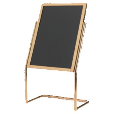 Aarco P-17B Brass 25" x 48" Double Pedestal Sign Stand with Markers